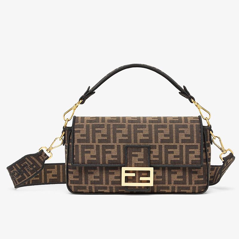 Affordable Fendi Medium Baguette Bag In FF Motif Fabric Brown