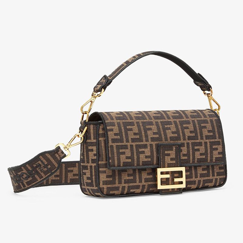 Affordable Fendi Medium Baguette Bag In FF Motif Fabric Brown