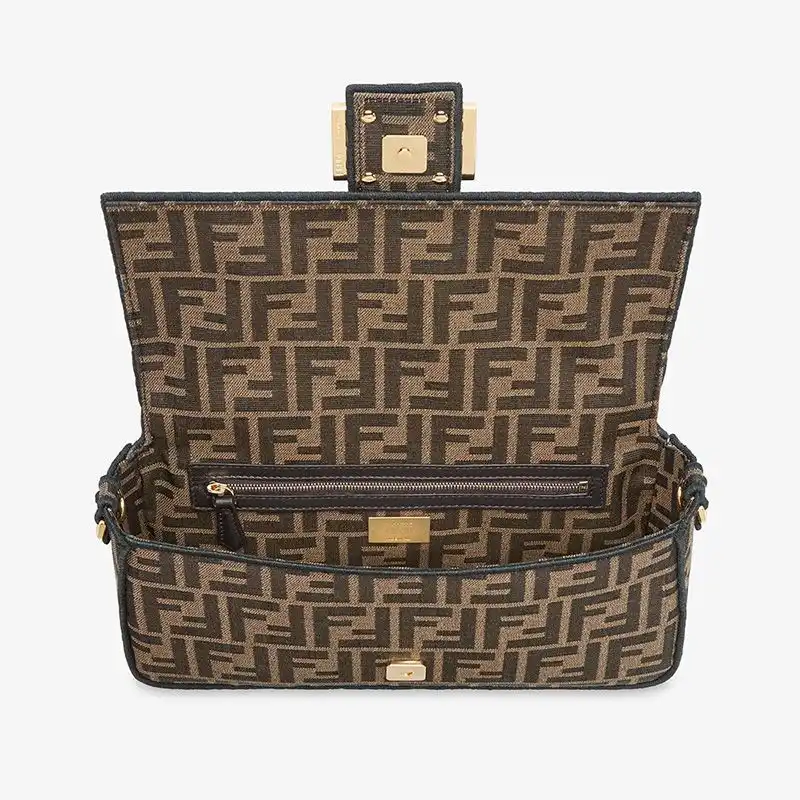 Cheap Fendi Medium Baguette Bag In FF Motif Fabric Brown HOT SALE