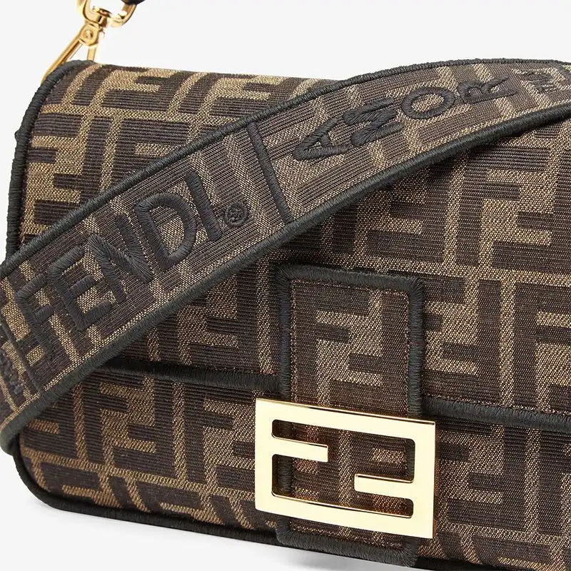 Cheap Fendi Medium Baguette Bag In FF Motif Fabric Brown HOT SALE