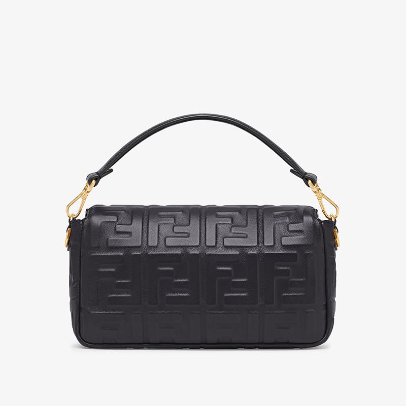 Affordable Fendi Medium Baguette Bag In FF Motif Nappa Leather Black