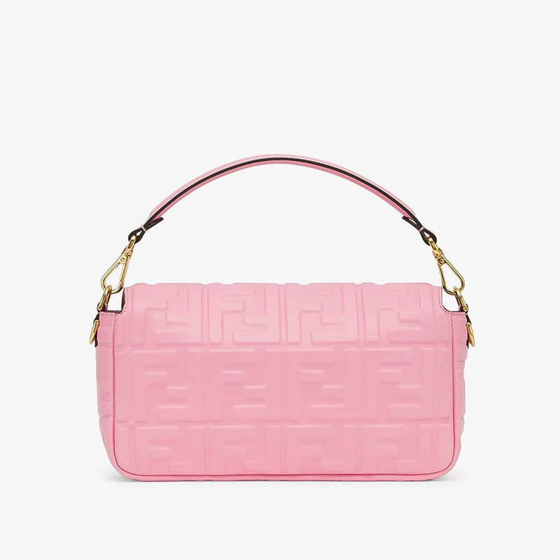 Affordable Fendi Medium Baguette Bag In FF Motif Nappa Leather Pink