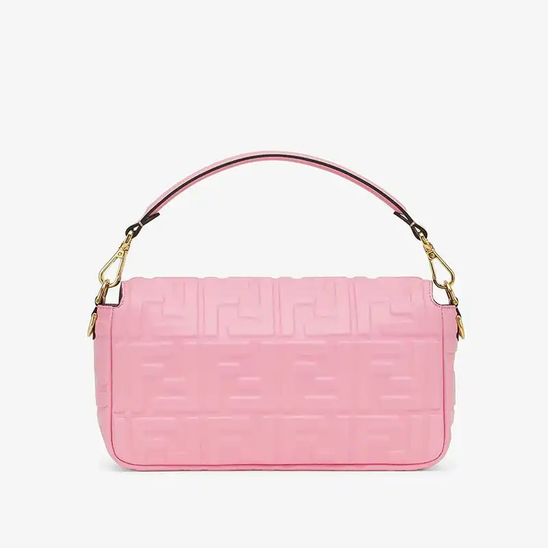 Affordable Fendi Medium Baguette Bag In FF Motif Nappa Leather Pink