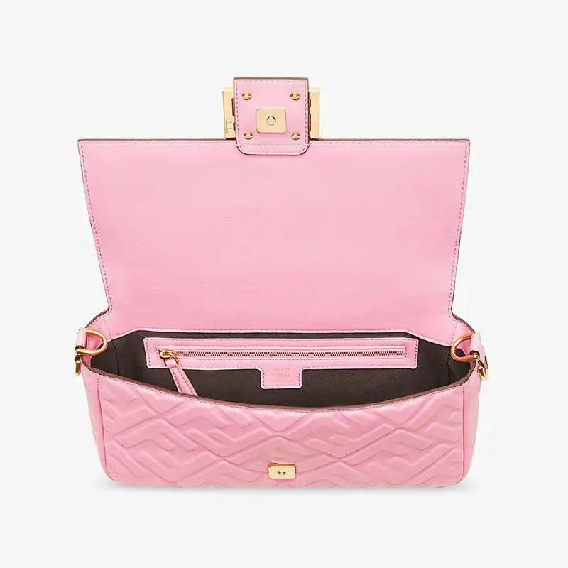 Affordable Fendi Medium Baguette Bag In FF Motif Nappa Leather Pink