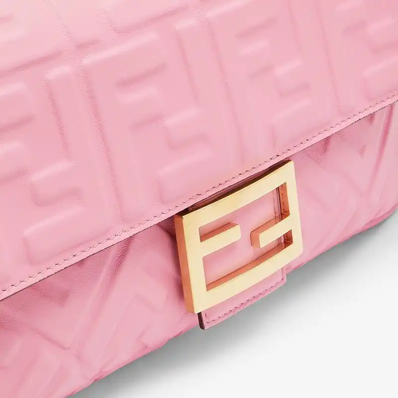 Affordable Fendi Medium Baguette Bag In FF Motif Nappa Leather Pink