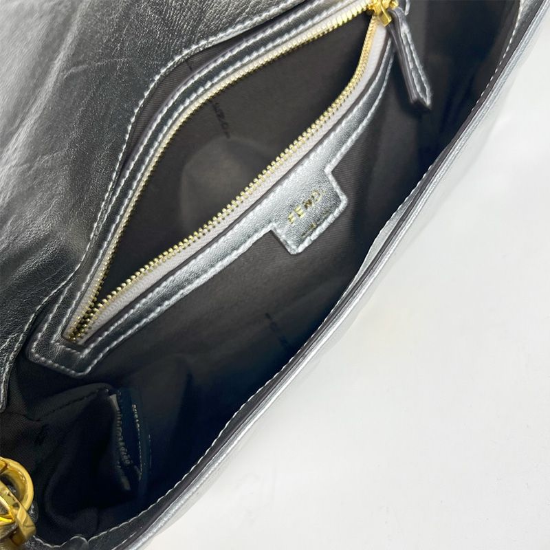 Affordable Fendi Medium Baguette Bag In FF Motif Nappa Leather Silver