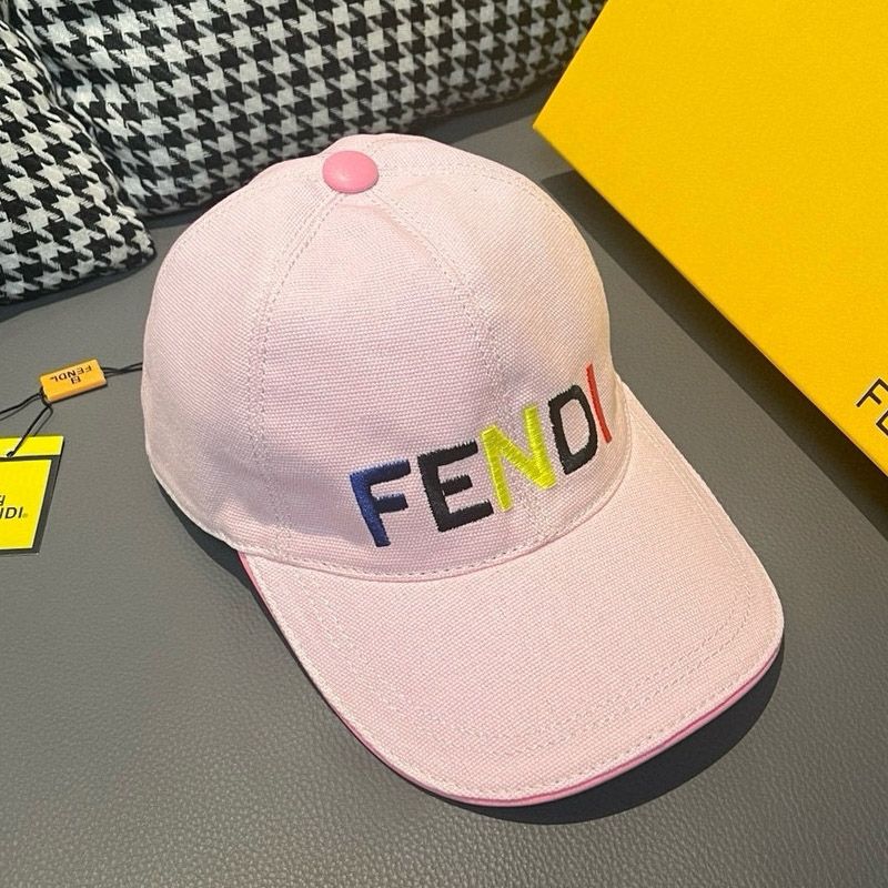 Affordable Fendi Baseball Cap In Fendi Motif Canvas Pink