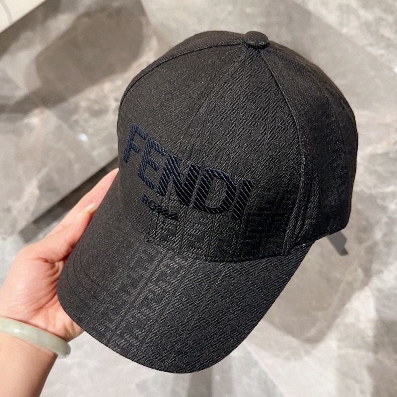 Affordable Fendi Baseball Cap In Fendi Roma FF Shadow Intarsia Motif Canvas Black