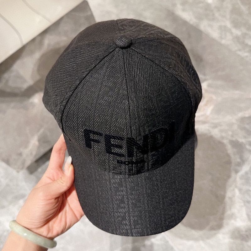 Affordable Fendi Baseball Cap In Fendi Roma FF Shadow Intarsia Motif Canvas Black