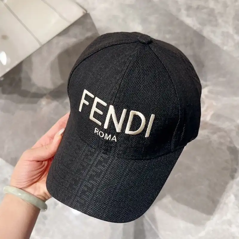 Fendi Baseball Cap In Fendi Roma FF Shadow Intarsia Motif Canvas Black White