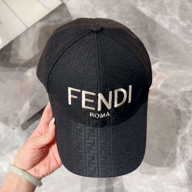 Affordable Fendi Baseball Cap In Fendi Roma FF Shadow Intarsia Motif Canvas Black White