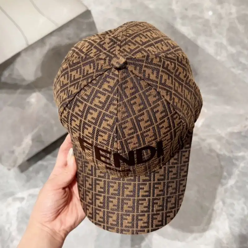 Affordable Fendi Baseball Cap In Fendi Roma FF Shadow Intarsia Motif Canvas Brown