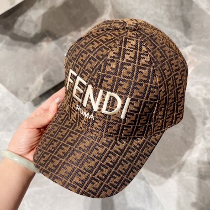 Affordable Fendi Baseball Cap In Fendi Roma FF Shadow Intarsia Motif Canvas Brown White