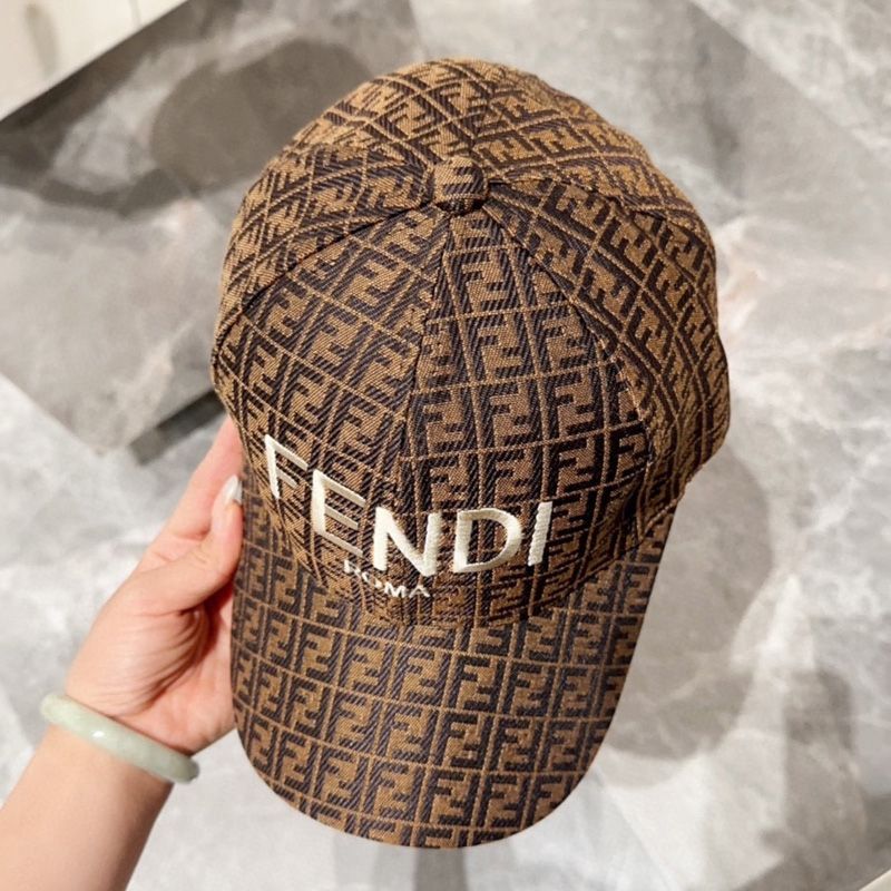 Affordable Fendi Baseball Cap In Fendi Roma FF Shadow Intarsia Motif Canvas Brown White