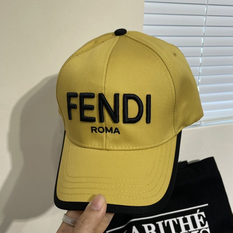 Affordable Fendi Baseball Cap In Fendi Roma FF Motif Canvas Yellow