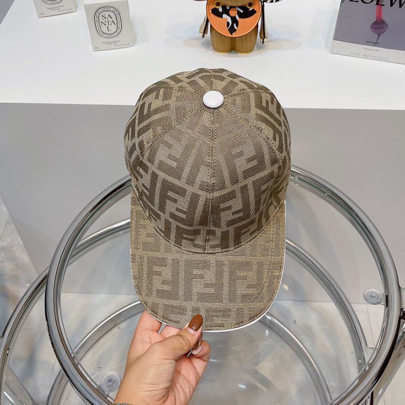 Affordable Fendi Baseball Cap In FF Motif Cotton Beige