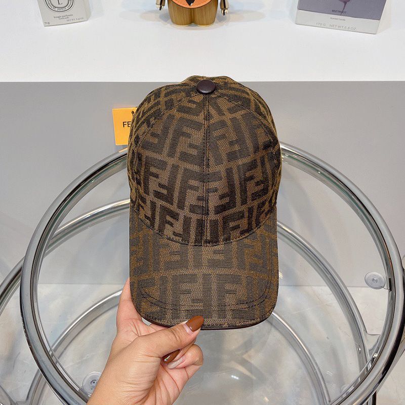 Affordable Fendi Baseball Cap In FF Motif Cotton Brown