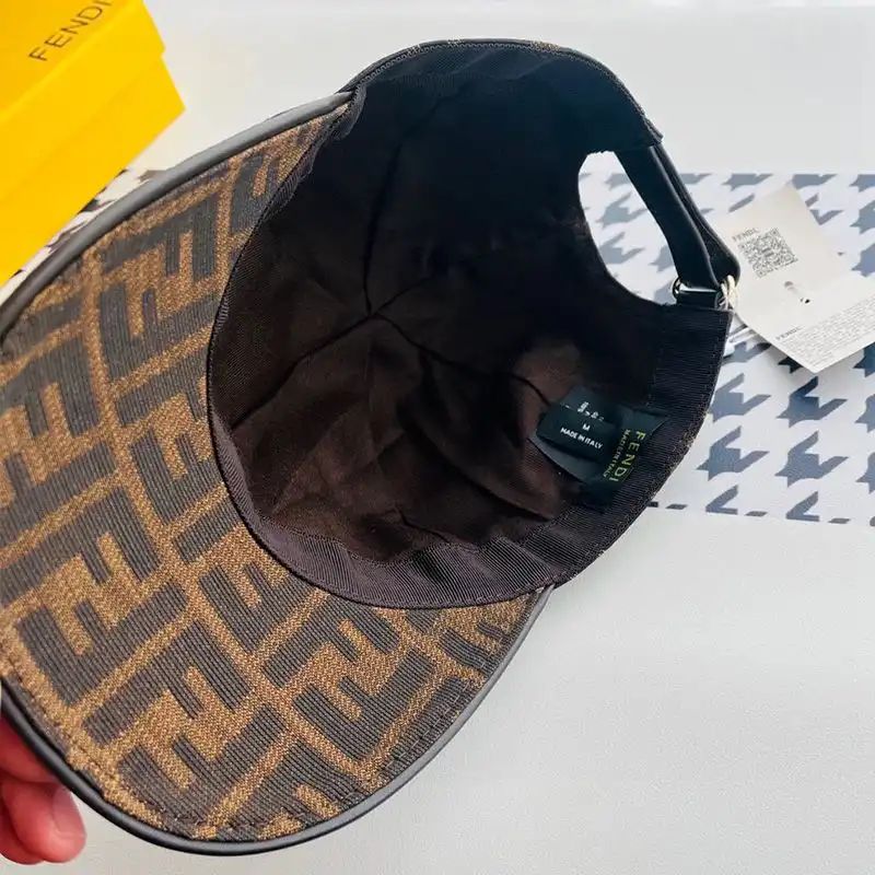 Affordable Fendi Baseball Cap In FF Motif Cotton with Patch Brown Gold