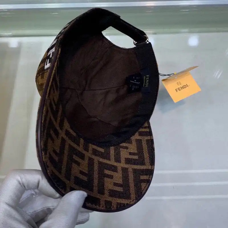 Affordable Fendi Baseball Cap In FF Motif Cotton with Patch Brown White