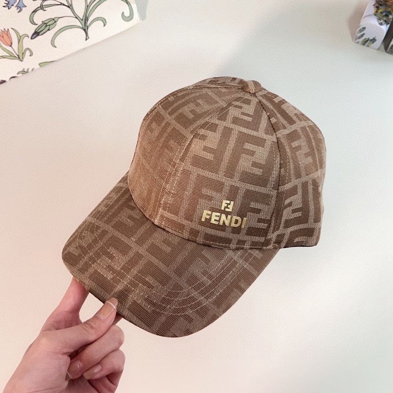 Affordable Fendi Baseball Cap In FF Motif Cotton with FF Fendi Hardware Apricot