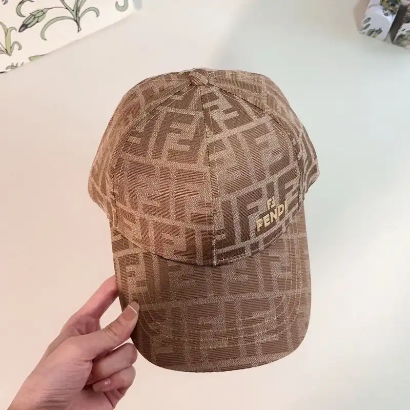 Cheap Fendi Baseball Cap In FF Motif Cotton with FF Fendi Hardware Apricot