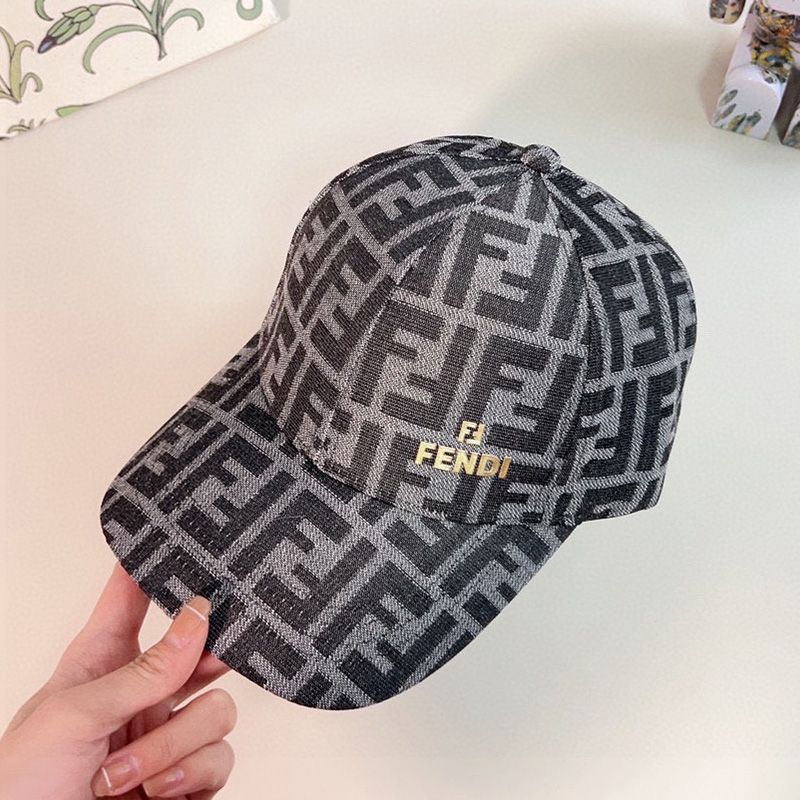 Affordable Fendi Baseball Cap In FF Motif Cotton with FF Fendi Hardware Black