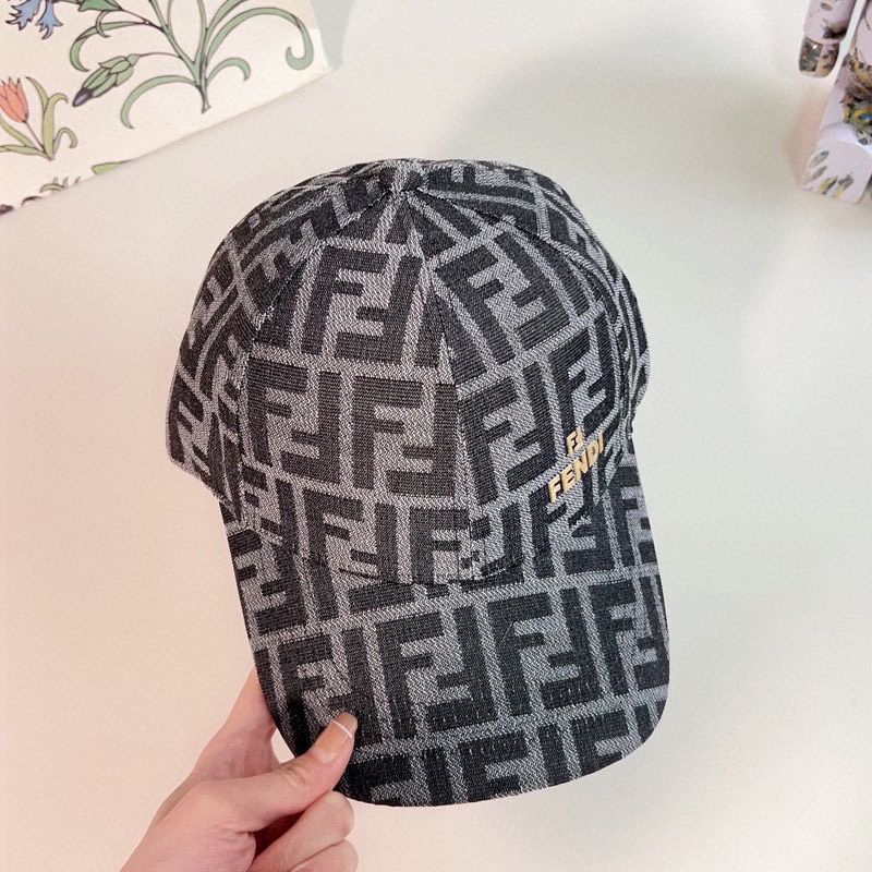 Affordable Fendi Baseball Cap In FF Motif Cotton with FF Fendi Hardware Black