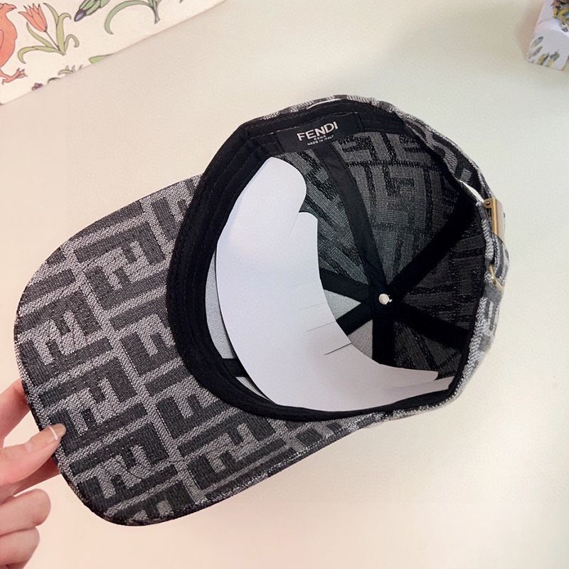 Affordable Fendi Baseball Cap In FF Motif Cotton with FF Fendi Hardware Black