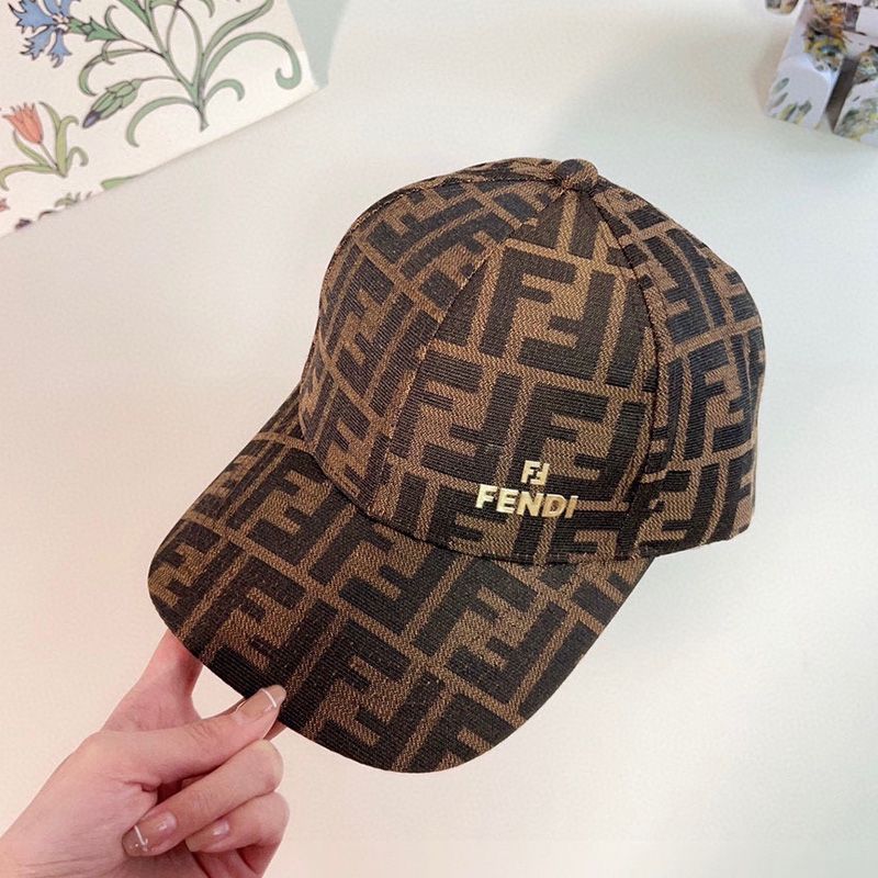 Affordable Fendi Baseball Cap In FF Motif Cotton with FF Fendi Hardware Brown