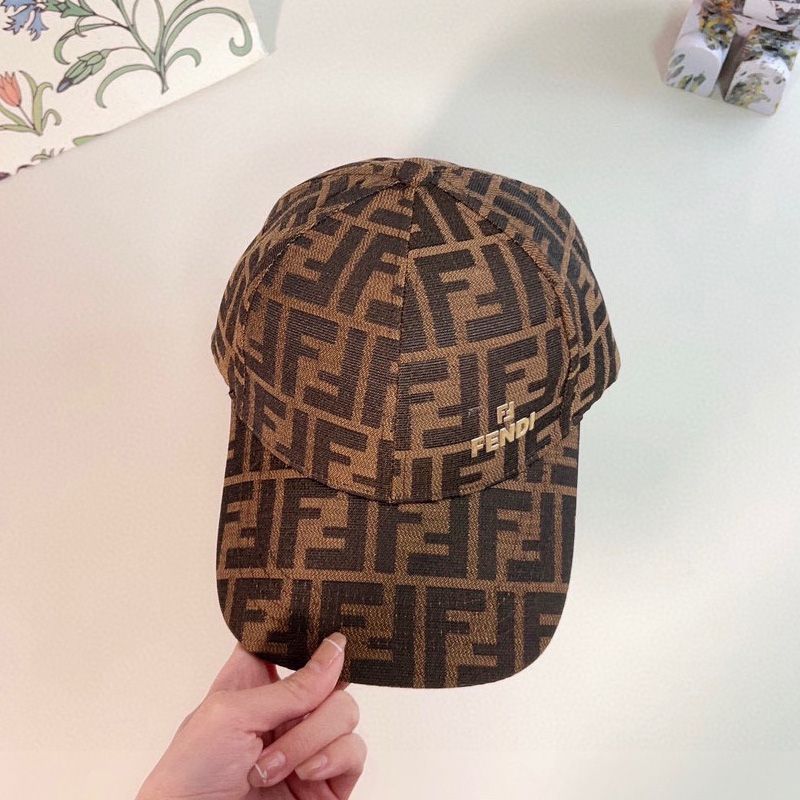 Affordable Fendi Baseball Cap In FF Motif Cotton with FF Fendi Hardware Brown