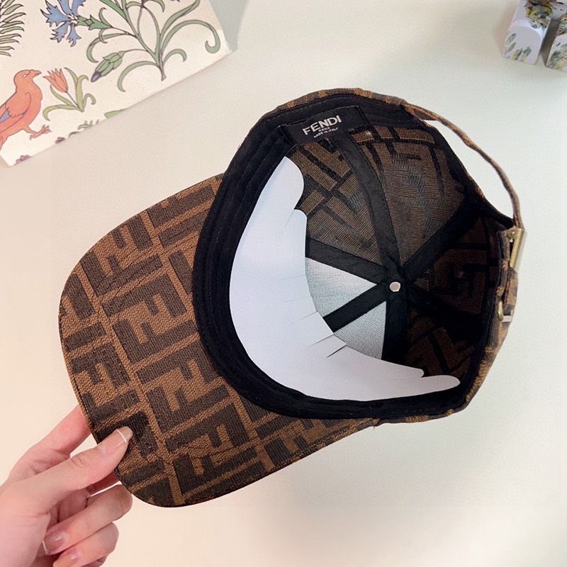 Affordable Fendi Baseball Cap In FF Motif Cotton with FF Fendi Hardware Brown