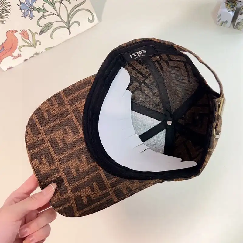 Cheap Fendi Baseball Cap In FF Motif Cotton with FF Fendi Hardware Brown