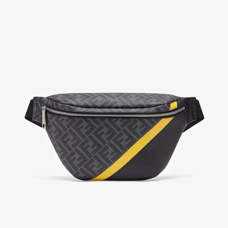 Fendi Belt Bag In FF Motif Fabric Black Yellow