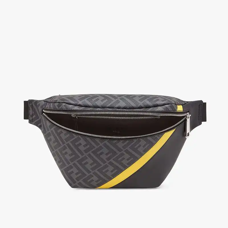 Affordable Affordable Fendi Belt Bag In FF Motif Fabric Black Yellow