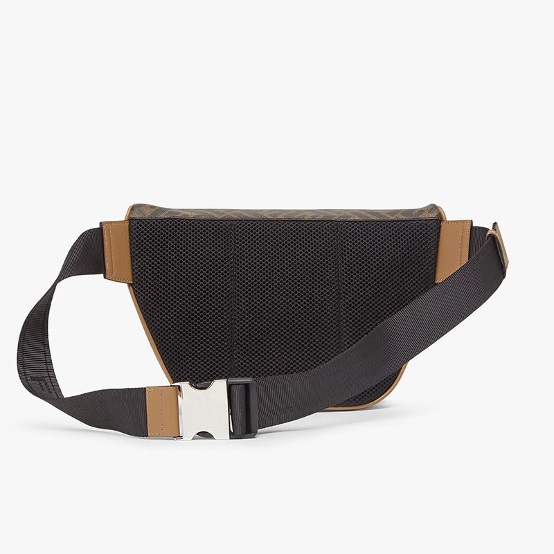 Affordable Fendi Belt Bag In FF Motif Fabric Brown Black