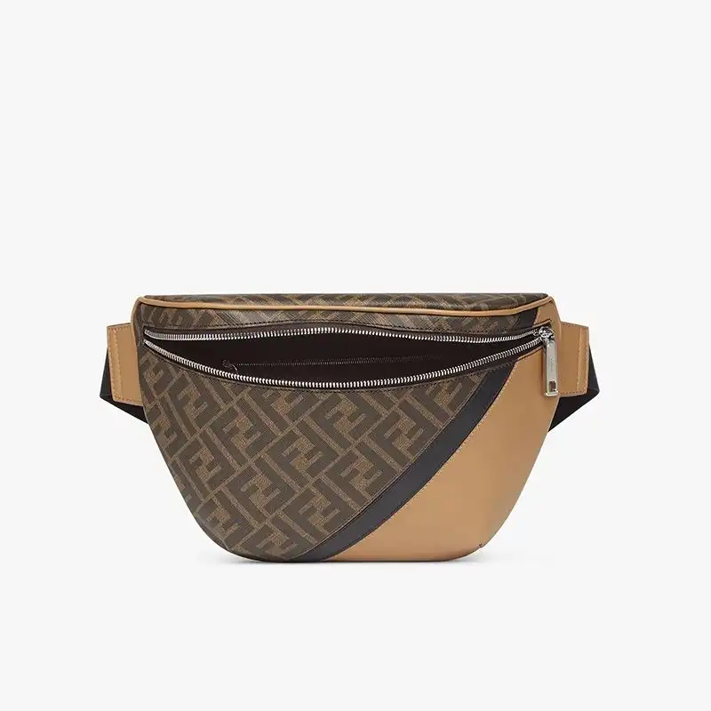 Affordable Affordable Fendi Belt Bag In FF Motif Fabric Brown Black