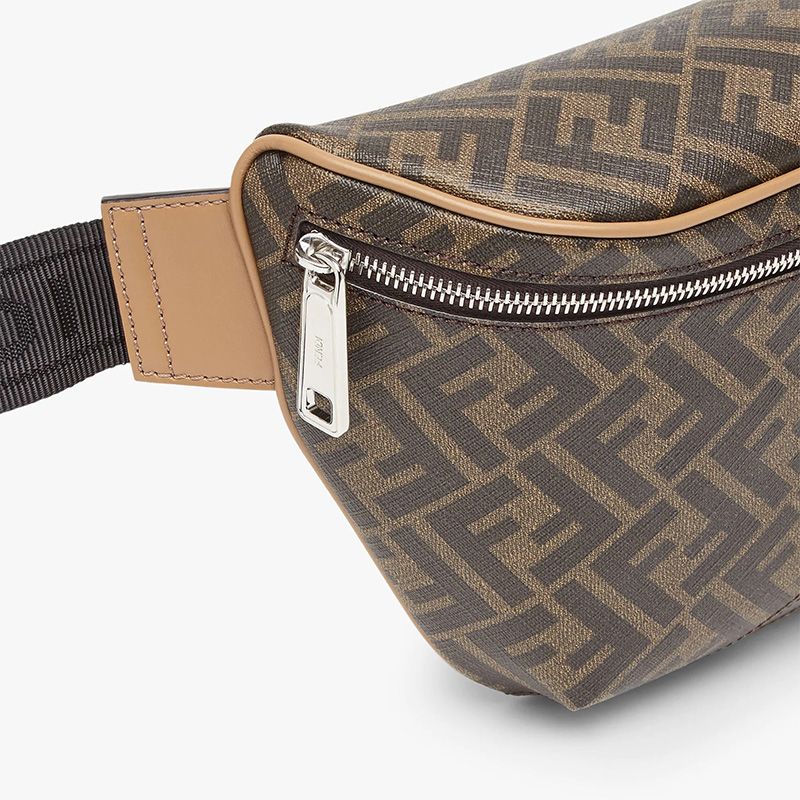 Affordable Fendi Belt Bag In FF Motif Fabric Brown Black