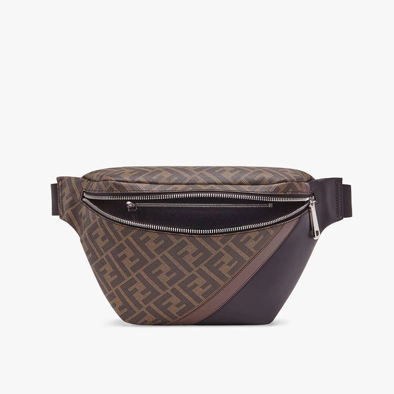 Affordable Fendi Belt Bag In FF Motif Fabric Brown Coffee