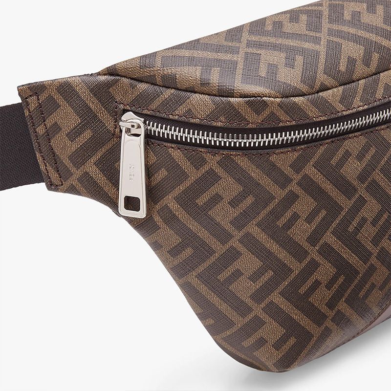 Affordable Fendi Belt Bag In FF Motif Fabric Brown Coffee