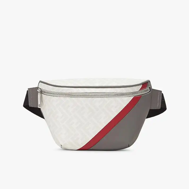 Fendi Belt Bag In FF Motif Fabric White Red