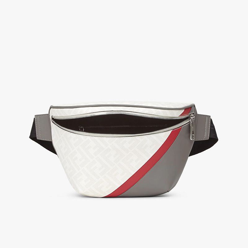 Affordable Fendi Belt Bag In FF Motif Fabric White Red