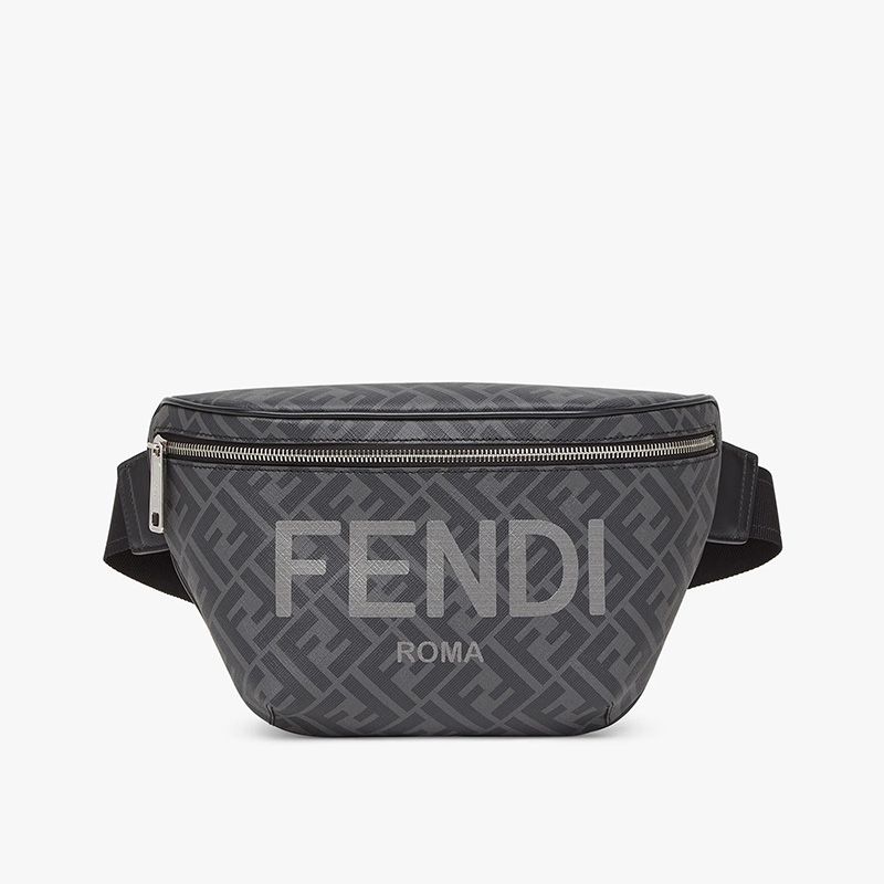 Affordable Fendi Belt Bag In ROMA Logo FF Motif Fabric Black