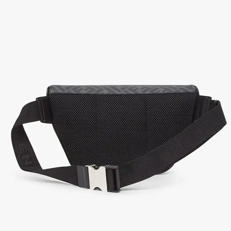 Cheap Affordable Fendi Belt Bag In ROMA Logo FF Motif Fabric Black