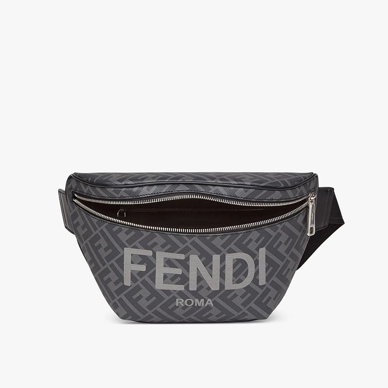 Affordable Fendi Belt Bag In ROMA Logo FF Motif Fabric Black