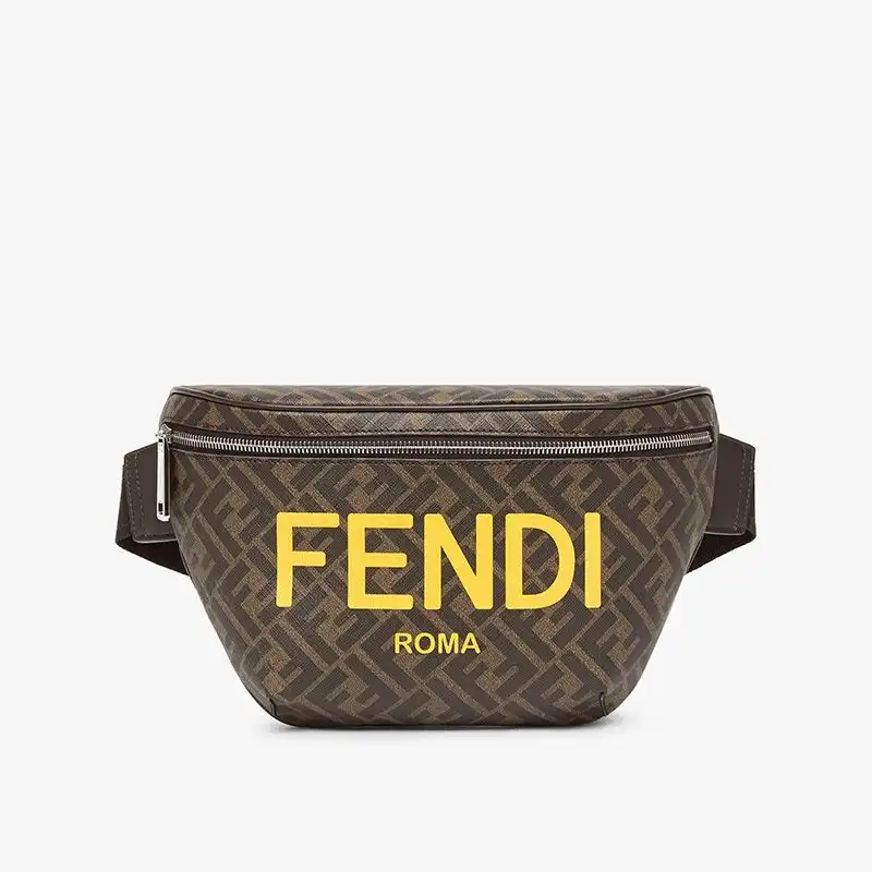 Affordable Fendi Belt Bag In ROMA Logo FF Motif Fabric Brown