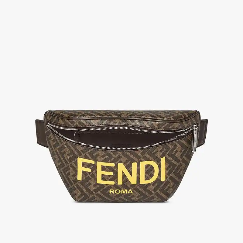 Affordable Affordable Fendi Belt Bag In ROMA Logo FF Motif Fabric Brown