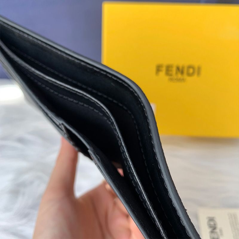 Affordable Fendi Bi-fold Wallet In FF Motif Fabric Brown Red