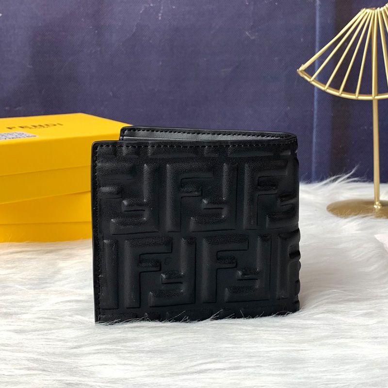 Affordable Fendi Bi-fold Wallet In FF Motif Nappa Leather Black