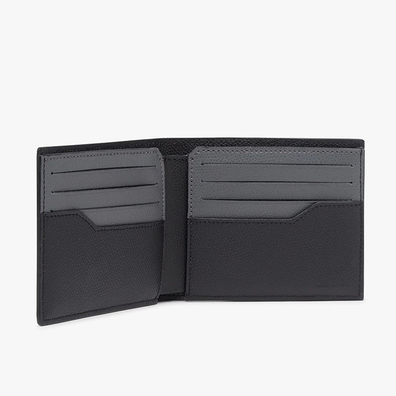 Affordable Fendi Bi-fold Wallet In ROMA Logo FF Motif Fabric Black