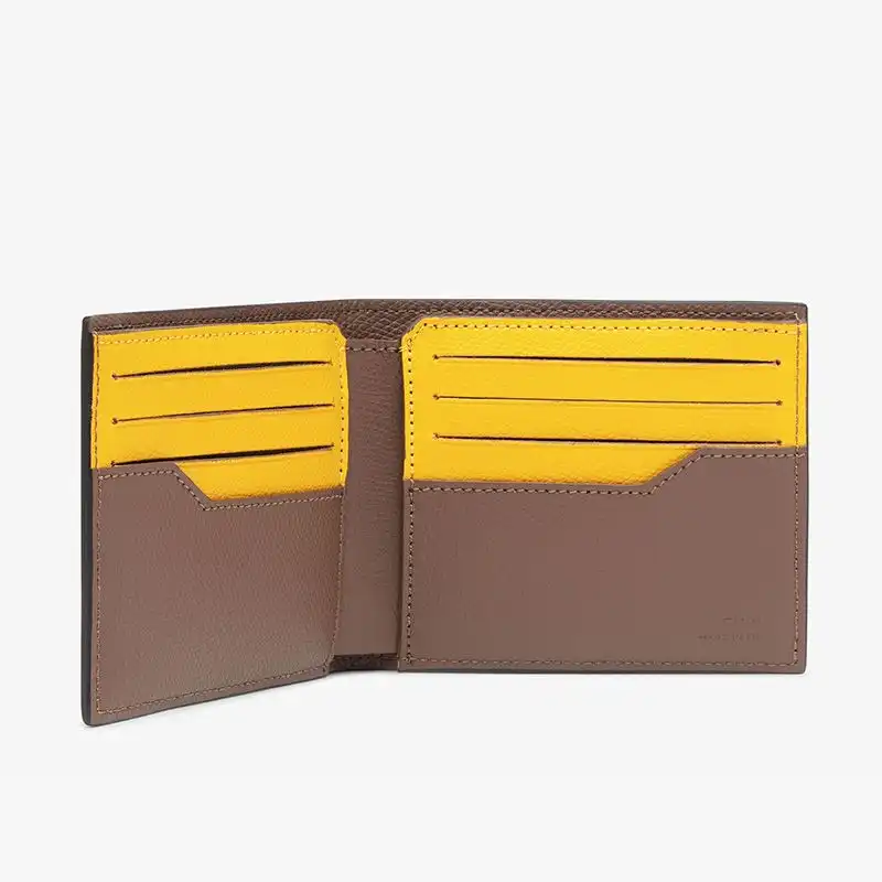 Affordable Fendi Bi-fold Wallet In ROMA Logo FF Motif Fabric Brown